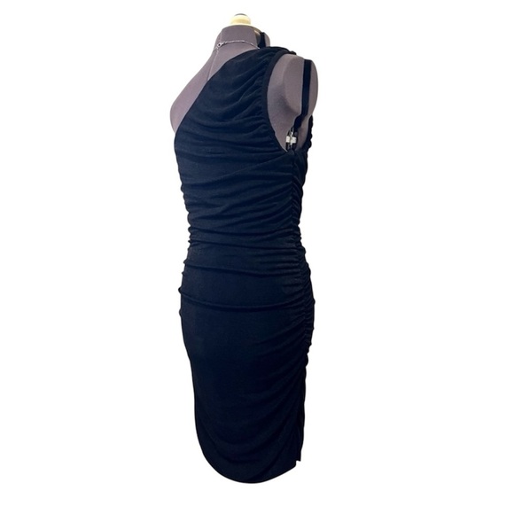 Layner Sexy One Shoulder Ruched Sleeveless Black Bodycon Dress Size M - Picture 8 of 12